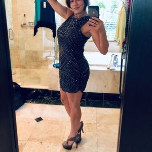 Parker Allegra Beaded Silk Mini Tank Dress i